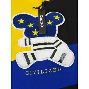 Civilized Mens 2 Piece Track Set Royal Blue Yellow Colorblock Bear Patch  XL NEW
